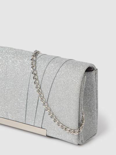 Jake*s Cocktail Clutch in glanzende look, model 'KleineGlitzFalte' Zilver - 3