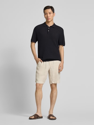 Casual Friday Regular Fit Poloshirt mit Strukturmuster Modell 'Karl' Dunkelblau 1