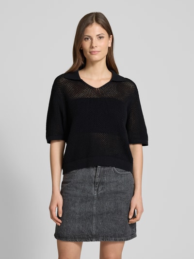 ECOALF Gebreide pullover met 1/2-mouwen, model 'ARGANALF' Zwart - 4