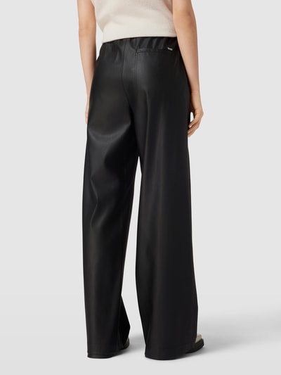 BOSS Black Women Broek in leerlook met labeldetail, model 'Tokasa' Zwart - 5