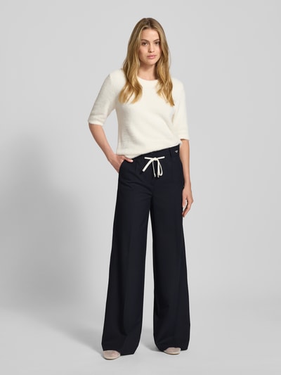 Cambio Straight leg stoffen broek met persplooien, model 'ADRIENNE' Donkerblauw - 1