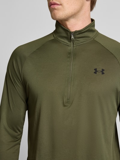 Under Armour Regular fit shirt met lange mouwen en ritssluiting, model 'Tech' Olijfgroen - 3