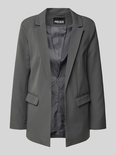 Produktfoto, Blazer mit Reverskragen Modell 'Bossy' von PIECES in Grau, Materialmischung mit Stretch-Anteil, lockerer Schnitt, Pattentaschen, leichtes Futter