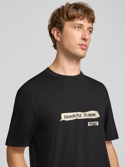 HUGO Blue t-shirt o kroju regular fit z czystej bawełny model 'Naxter' BLACK 3