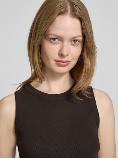 Drykorn Tanktop mit gerippten Abschlüssen Modell 'OLINA' Dunkelbraun 3