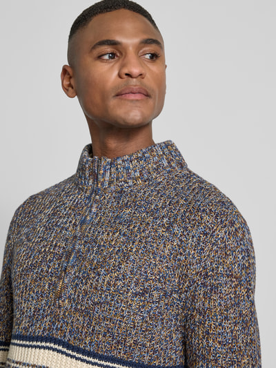 RAGMAN Slim Fit Troyer in Strick-Optik Modell 'Mouline' Marine 3