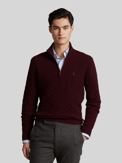 Polo Ralph Lauren Regular Fit Troyer aus Woll-Kaschmir-Mix Bordeaux 4