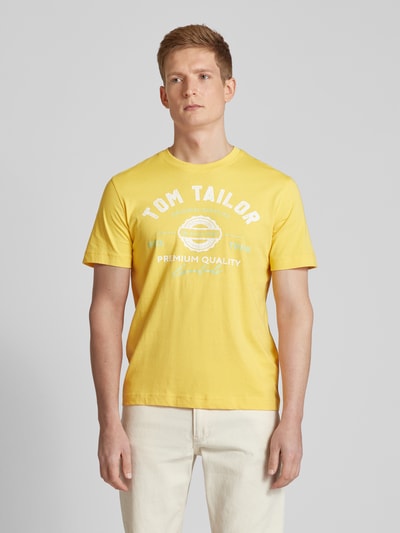 Tom Tailor T-shirt met labelprint Geel - 4