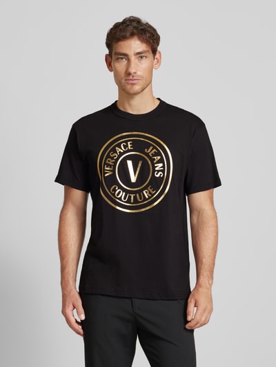 Versace Jeans Couture T-shirt z nadrukiem z logo model ‘CJ00T’ Czarny 4