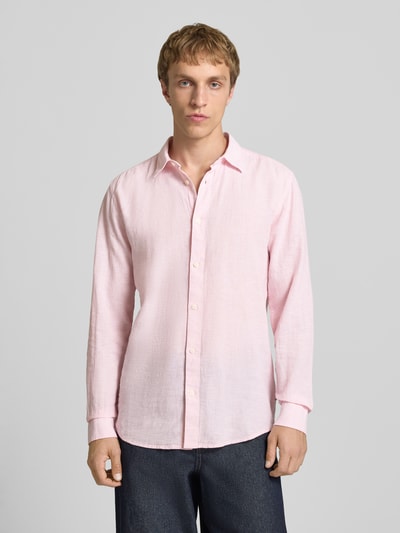 ONLY & SONS Slim Fit Freizeithemd aus Baumwoll-Leinen-Mix Modell 'CAIDENLS SOLID' Rosa 4