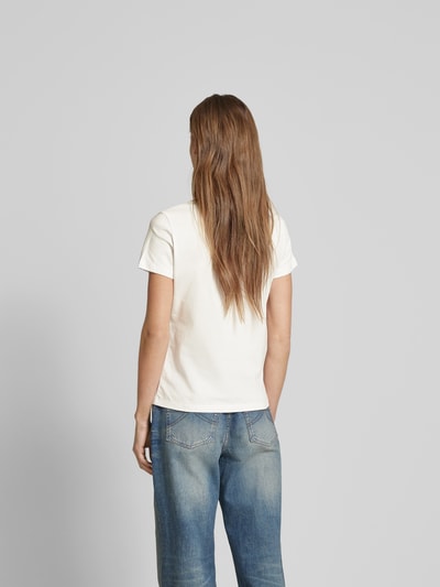 Kenzo T-Shirt mit floralem Label-Stitching Offwhite 5