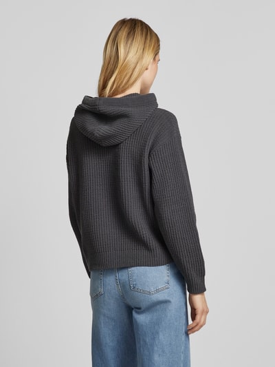 Vero Moda Gerippter Pullover mit Kapuze Modell 'NEAT' Anthrazit Melange 5