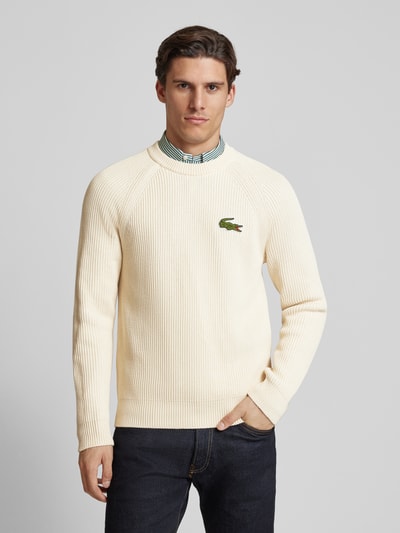 Lacoste Strickpullover mit gerippten Abschlüssen Weiss 4