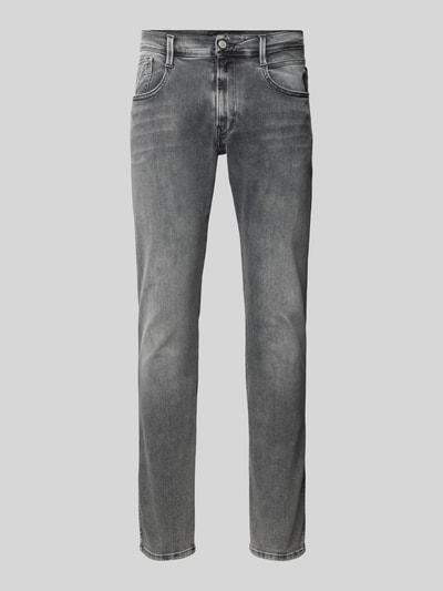 Replay Slim Fit Jeans im Used-Look Modell 'ANBASS' Silber 1