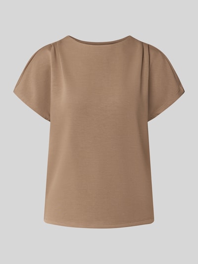 Produktfoto, Relaxed Fit T-Shirt aus Viskose-Mix von s.Oliver BLACK LABEL in einfarbigem Beige, glatte Textur, schlichte Form.