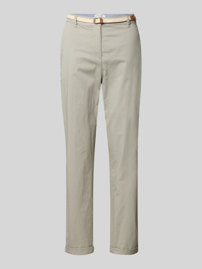 Produktfoto, Casual Fit Chino mit Baumwoll-Anteil von Christian Berg Woman, elastyczna mieszanka bawełny, pasek, zapięcie na guzik i zamek błyskawiczny, boczne i tylne kieszenie, skrócony fason, szerokość w rozmiarze 36: 41 cm, długość wewnętrzna nogawki w rozmiarze 36: 70 cm