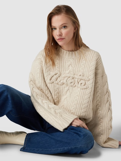 ROTATE Oversized Pullover in Strick-Optik Beige 3