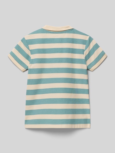 Produktfoto, Poloshirt mit Stitching von Blue Seven, bawełna, krój regular fit, paski w kolorze miętowym i kremowym, długość tyłu w rozmiarze 116: 46 cm