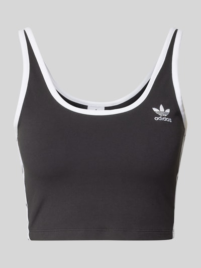 adidas Originals Top krótki z wyhaftowanym logo Czarny 2