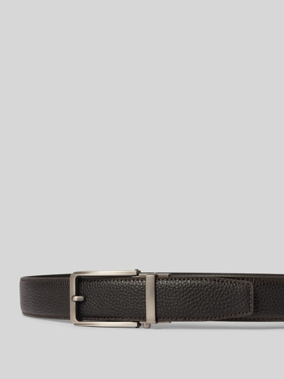 Monti Leren riem met labeldetail, model 'Yale' Chocoladebruin - 2