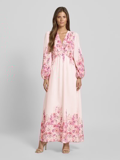 Neo Noir Maxi-jurk met V-hals, model 'SILFI' Lichtroze - 4