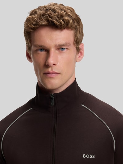 BOSS Regular Fit Sweatjacke aus Baumwoll-Mix Modell 'Mix&Match' Dunkelbraun 3