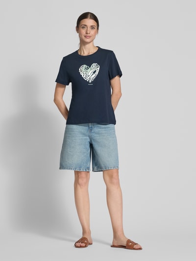 Tom Tailor Regular Fit T-Shirt aus reiner Baumwolle Marine 1