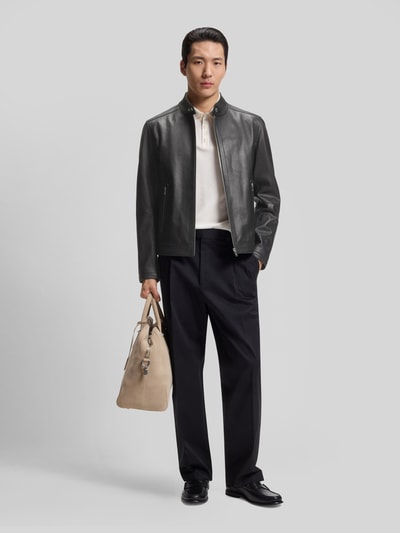 BOSS Regular fit leren jack van echt lamsleer model 'H-Mansell5' Zwart - 1