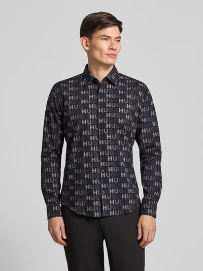 HUGO Slim Fit Freizeithemd aus reiner Baumwolle Modell 'ERMO' Black 4