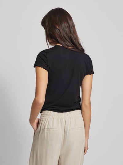 Vero Moda T-shirt z falistym wykończeniem model ‘BARBARA’ Czarny 5