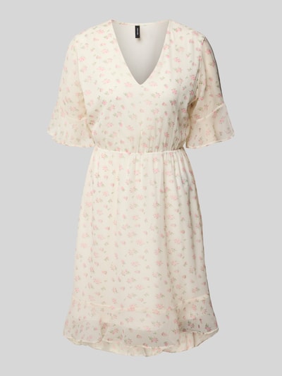 Vero Moda Getailleerde mini-jurk met V-hals, model 'SMILLA' Offwhite - 2