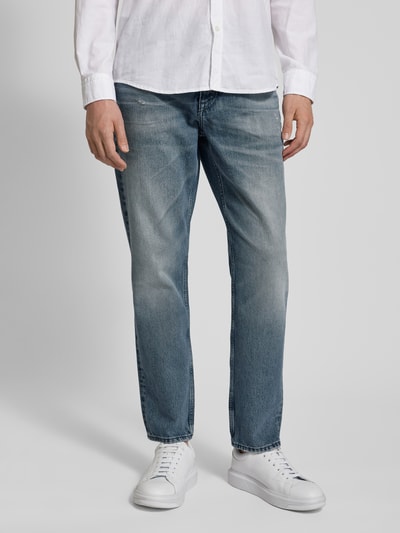 BOSS Orange Slim fit jeans met labeldetail, model 'Troy' Donkerblauw - 4