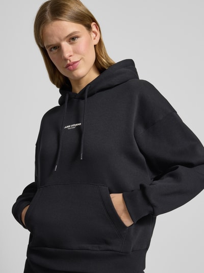 JJXX Bluza z kapturem z logo i kieszenią kangurką Czarny 3