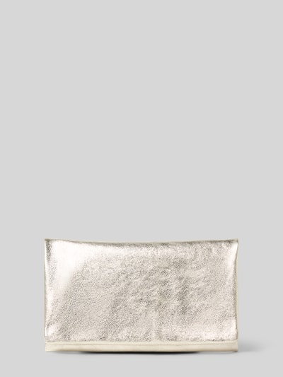 Produktfoto, Clutch aus echt leer Model 'Mimosa' van Abro, dames clutch met hoofdvak, overslag en magneetsluiting, binnenin ritsvak, breedte 24 cm, lengte 14 cm, diepte 3 cm, metallic structuur, elegante uitstraling.