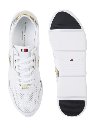 Tommy Hilfiger Sneakersy skórzane z metalicznymi detalami Złoty 5