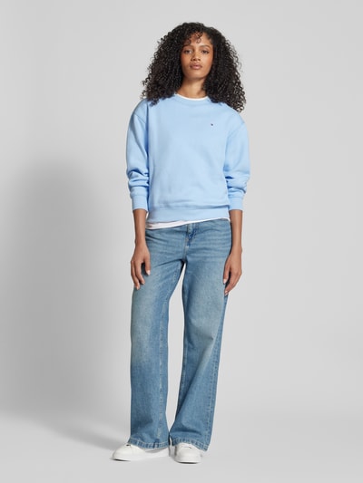 Tommy Hilfiger Sweatshirt mit Label-Stitching und Rundhalsausschnitt Hellblau 1