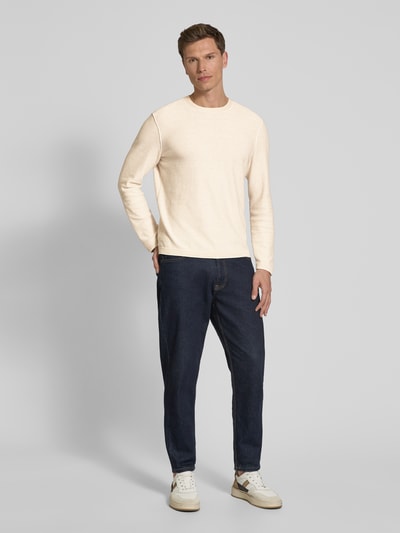 Marc O'Polo Regular Fit Strickpullover aus Baumwoll-Viskose-Leinen-Mix Beige 1