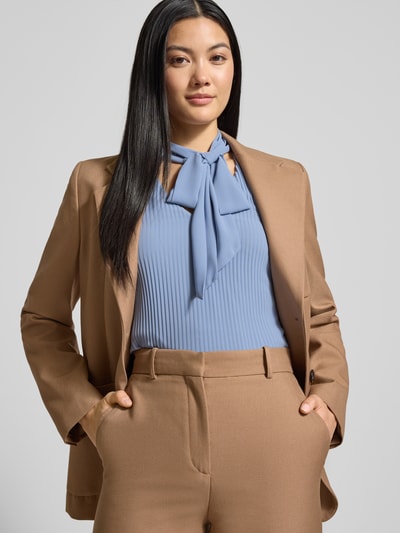 s.Oliver BLACK LABEL Regular Fit Schluppenbluse im Plissee-Look Rauchblau 3