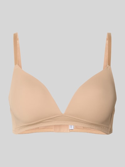 Produktfoto, Triangel-BH mit leicht wattierten Cups von Jake*s Casual in Beige, glatte Oberfläche, verstellbare Spaghettiträger, Hakenverschluss, Material-Mix mit Stretch-Anteil
