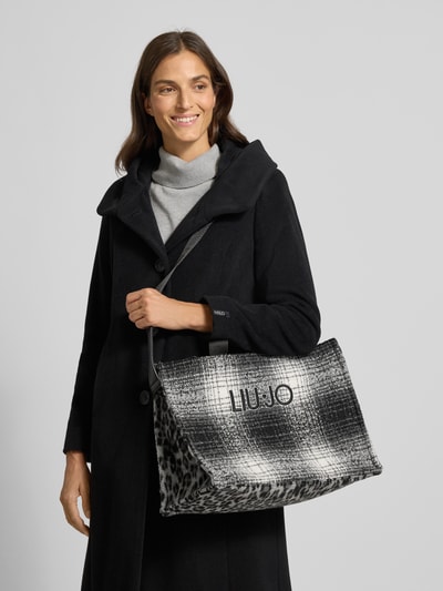 Liu Jo White Tote Bag mit Label-Stitching Dunkelgrau 1