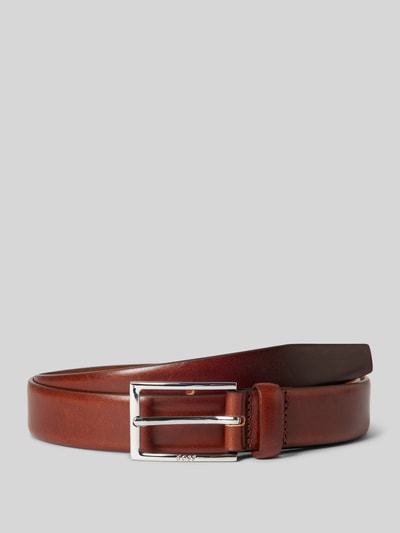 BOSS Leren riem met doornsluiting, model 'Ced' Middenbruin - 1