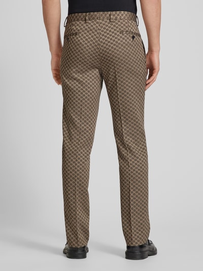 Karl Lagerfeld Slim fit pantalon met all-over motief Zand - 5