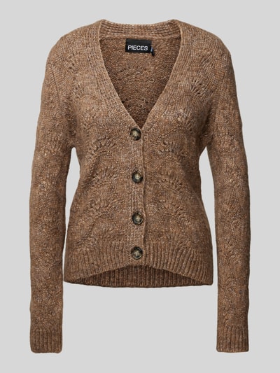 Pieces Regular Fit Strickjacke mit Alpaka-Anteil und Fallmaschenmuster Modell 'BIBBI' Hazel 2