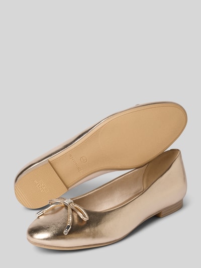 Tamaris Ballerina's met strikdetail en strass-steentjes Goud gemêleerd - 4