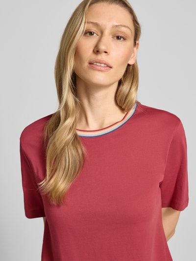 Jake*s Casual T-shirt z czystej bawełny Ciemnoczerwony 3