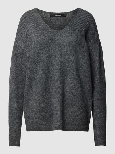 Vero Moda Strickpullover mit V-Ausschnitt Modell 'CREWLEFILE' Mittelgrau 2