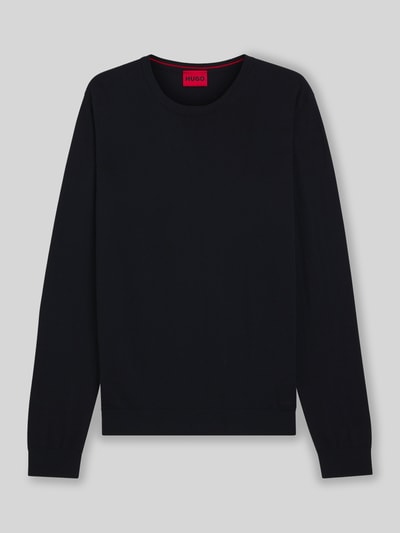 HUGO Regular fit gebreide pullover van merinowol, model 'SAN CEDRIC' Marineblauw - 2