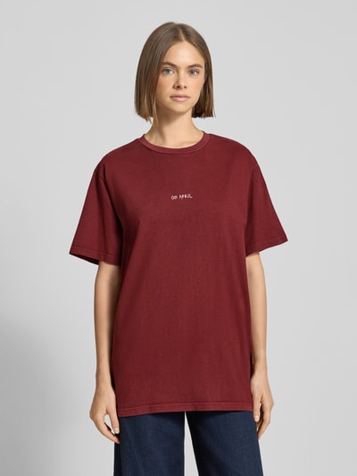 OH APRIL T-shirt met labelprint Donkerrood - 5