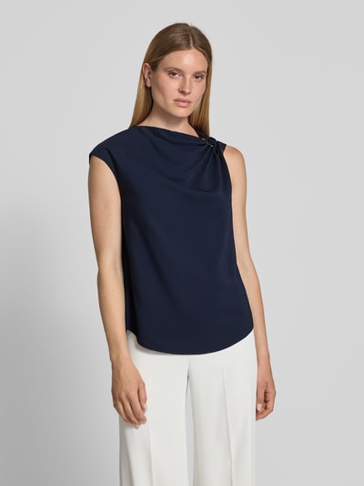 BOSS regular fit blouse met korte mouwen van viscosemix model 'BANNEA' Marineblauw - 4