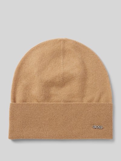 BOSS Czapka beanie z aplikacją z logo model ‘Lari’ Camel 1